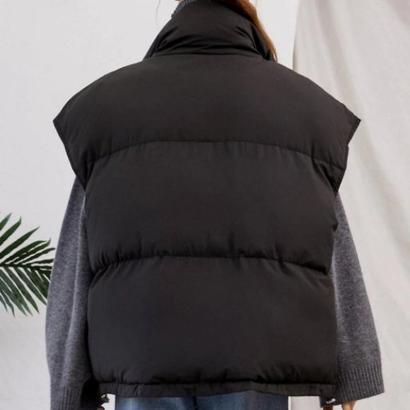 Zip up Drawstring Hem  Puffer vest Coat Comfy winter - Picture 9 of 10